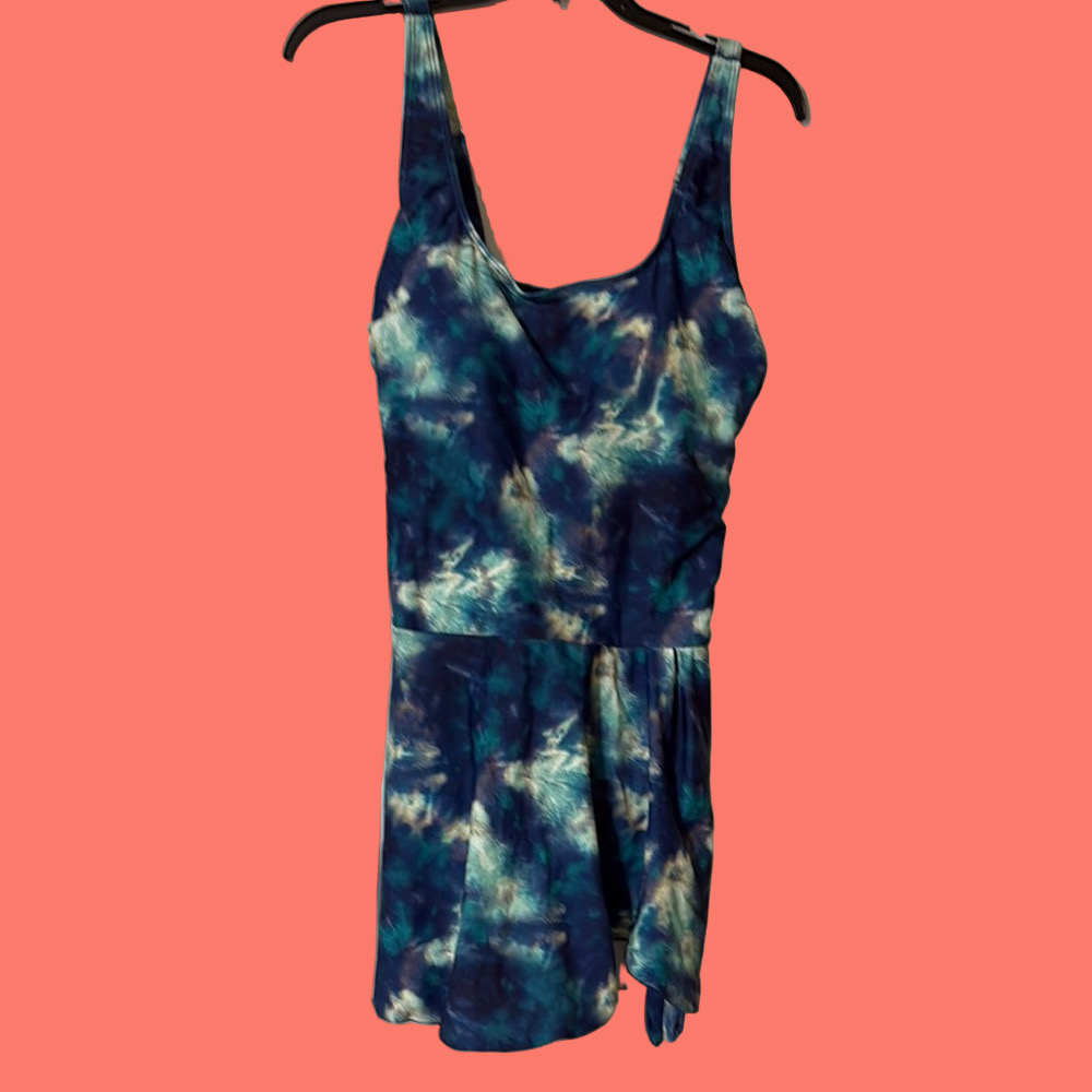 NWT Blue and Green Tie-Dye swim Dress XL